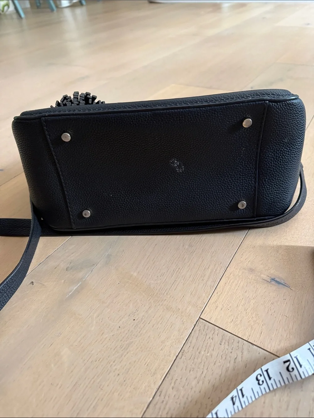 kate spade Black Pebbled Leather Satchel with Tassel
